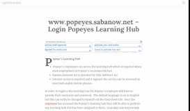 
							         www.popeyes.sabanow.net – Login Popeyes Learning Hub ...								  
							    