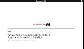 
							         www.portal.npower.gov.ng | 2019 recruitment Registration Form Guide ...								  
							    