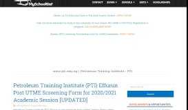
							         www.pti.edu.ng | Petroleum Training Institute : PTI News - MySchoolGist								  
							    