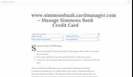 
							         www.simmonsbank.cardmanager.com – Manage Simmons ...								  
							    