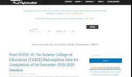 
							         www.tasce.edu.ng | Tai Solarin College of Education : TASCE News								  
							    