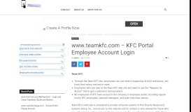
							         www.teamkfc.com - KFC Portal Employee Account Login | Qotd								  
							    