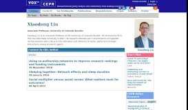 
							         Xiaodong Liu | VOX, CEPR Policy Portal - Vox EU								  
							    