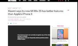 
							         Xiaomi says its new Mi Mix 2S has better features than Apple's iPhone ...								  
							    