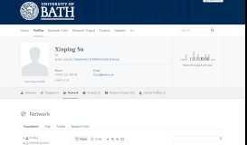 
							         Xiuping Su – Network — the University of Bath's research portal								  
							    