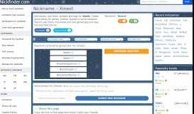 
							         Xmeet - Names and nicknames for Xmeet - Nickfinder.com								  
							    