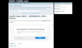 
							         XPORUS31 XXX - Portal - Swift Code (BIC)								  
							    