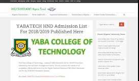 
							         YABATECH HND Admission List For 2018/2019 Published Here								  
							    