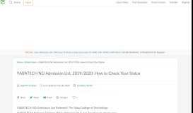 
							         YABATECH ND Admission List, 2018/2019: How to Check Your Status								  
							    
