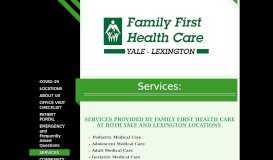 
							         YALE AND LEXINGTON - Services - FAMILY FIRST HEALTH CARE								  
							    
