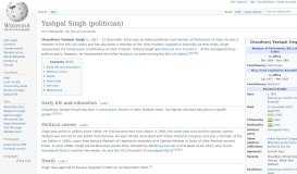 
							         Yashpal Singh (politician) - Wikipedia								  
							    