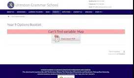 
							         Year 9 Options Booklet – Urmston Grammar School								  
							    
