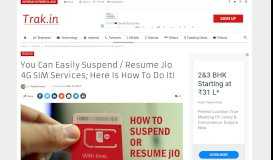 
							         You Can Easily Suspend / Resume Jio 4G SIM Services; Here is How ...								  
							    