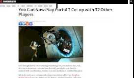 
							         You Can Now Play Portal 2 Co-op with 32 Other Players ...								  
							    
