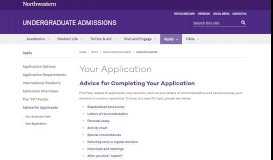 
							         Your Application: Undergraduate Admissions - Northwestern University								  
							    