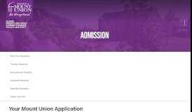 
							         Your Mount Union Application - Admission - University of Mount Union								  
							    