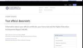 
							         Your official documents | Student Services | University of Greenwich								  
							    