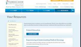 
							         Your Resources | Florida Cancer Specialists								  
							    