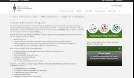 
							         Youth Opportunities - Employment - House of Commons								  
							    