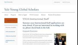 
							         YYGS Instructional Staff | Yale Young Global Scholars								  
							    