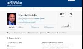 
							         Zaheer-Ud-Din Babar — University of Huddersfield Research Portal								  
							    