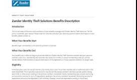 
							         Zander Identity Theft Solutions Benefits Description								  
							    