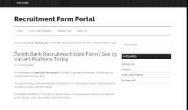 
							         Zenith Bank Recruitment 2018 Form - Recruitment Form Portal								  
							    