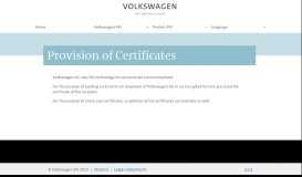 
							         Zertifikatsbereitstellung - Volkswagen								  
							    
