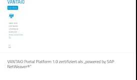 
							         Zertifiziert als „powered by SAP NetWeaver®“ - VANTAiO								  
							    