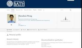 
							         Zhenzhou Weng — the University of Bath's research portal								  
							    