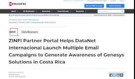 
							         ZINFI Partner Portal Helps DataNet Internacional Launch ... - EIN News								  
							    