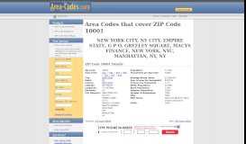 
							         ZIP Code 10001 - Area-Codes.com								  
							    