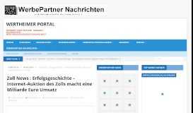 
							         Zoll News : Erfolgsgeschichte – Internet-Auktion ... - Wertheimer Portal								  
							    