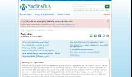 
							         Zolpidem: MedlinePlus Drug Information								  
							    