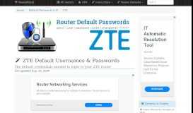 
							         ZTE Default Usernames and Passwords (updated January ...								  
							    