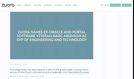 
							         Zuora Names ex-Oracle and Portal Software Veteran Marc Aronson as ...								  
							    