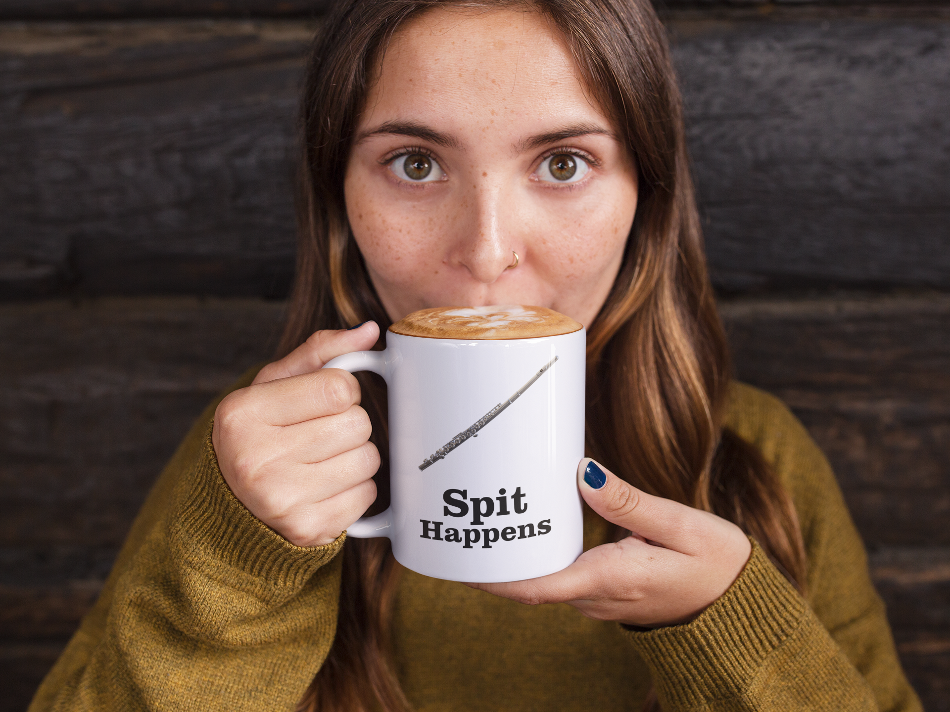 Spit Happens. Marching Band Flute Coffee & Tea Mug