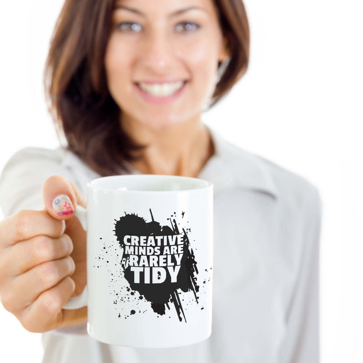 Creative Minds Are Rarely Tidy Black Paint Splatter Designed Coffee & Tea Mug