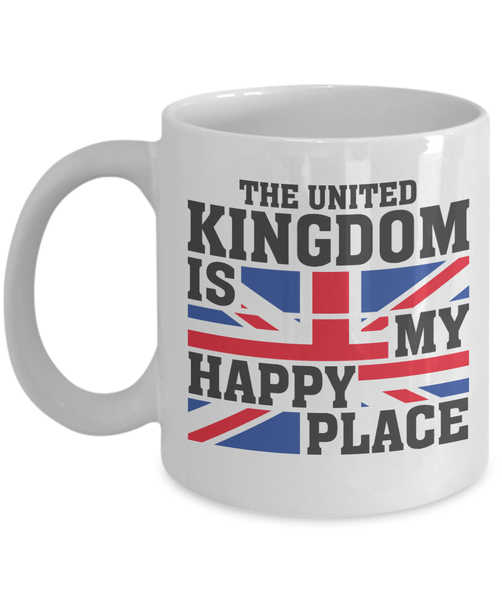 The United Kingdom Is My Happy Place UK Flag Print Coffee & Tea Gift Mug