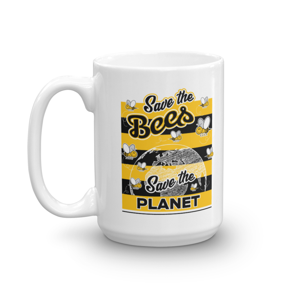 Save The Bees. Save The Planet. Cute Honey Bee Art Coffee & Tea Mug