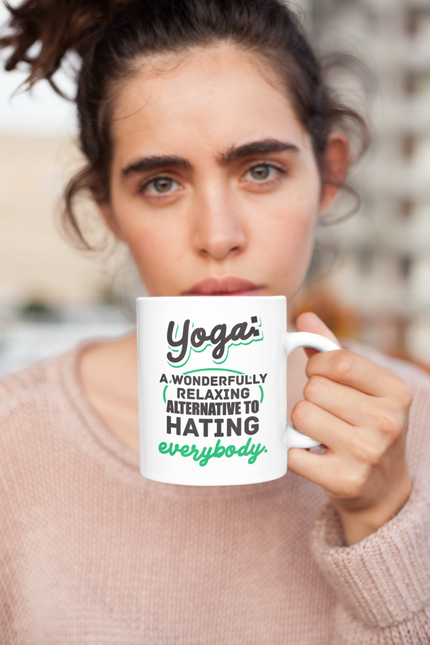 Yoga, Relaxing Alternative to Hating, Funny Sayings Coffee & Tea Mug