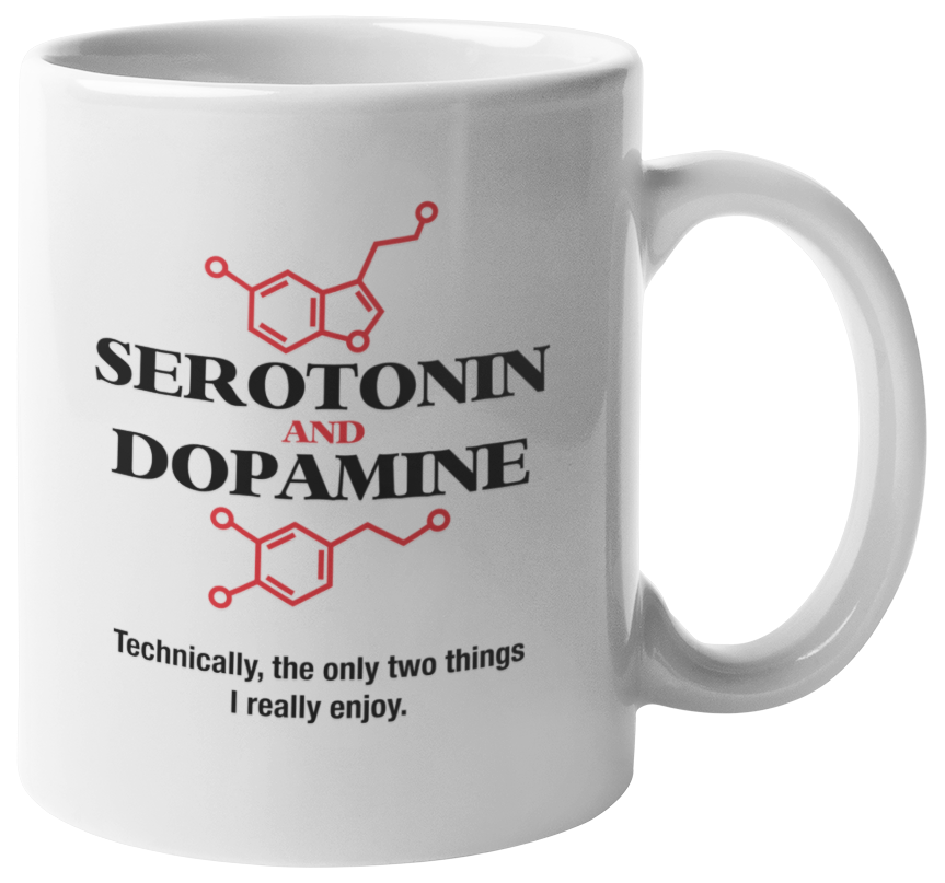 Funny Chemist Coffee Mug with Serotonin & Dopamine Design  