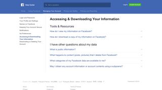 Accessing & Downloading Your Information | Facebook Help ...