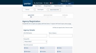 Agency Registration for Travel Agents | Porter Airlines
