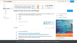 Ambari UI are not in sync with Ranger - Stack Overflow