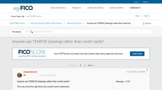 Anyone use TEMPOE (leasing) rather than credit car... - myFICO ...