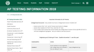 AP Testing Information 2019 - Glenbard West High School
