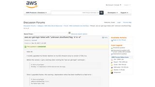 aws ecr get-login failed with - AWS Developer Forums