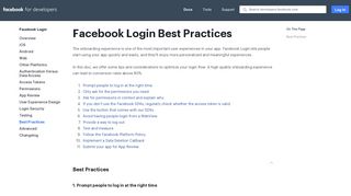 Best Practices - Facebook Login - Facebook for Developers