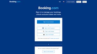 Booking.com login | Sign in to Booking.com